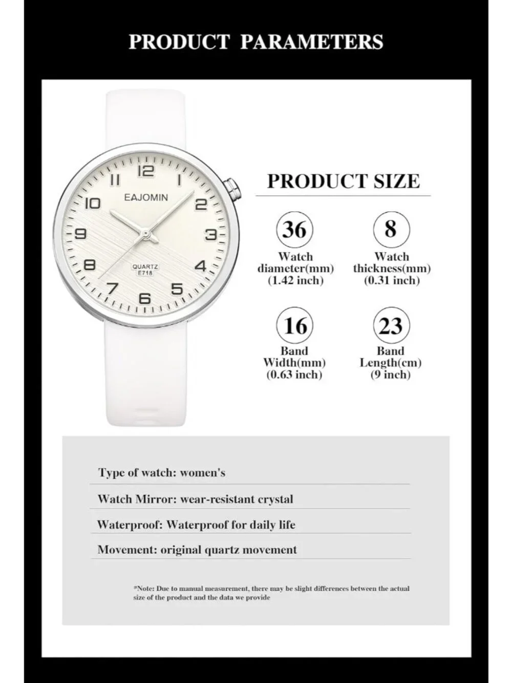 Women's White Analog Quartz Soft Silicone Band Easy Read Dial Waterproof Watch